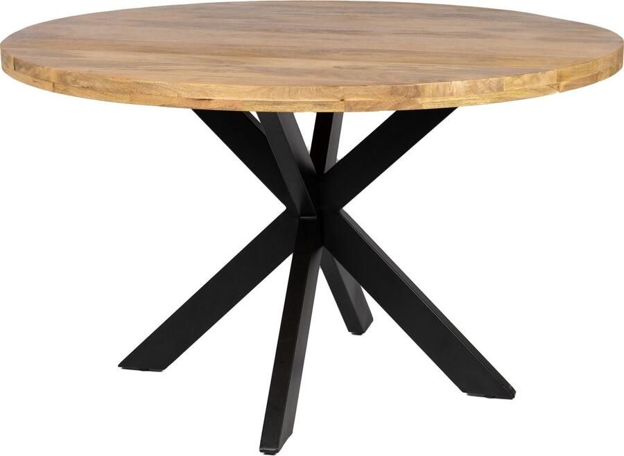 Zita Home eettafel 180cm rond bruin 77cm hoog met zwarte kruispoot