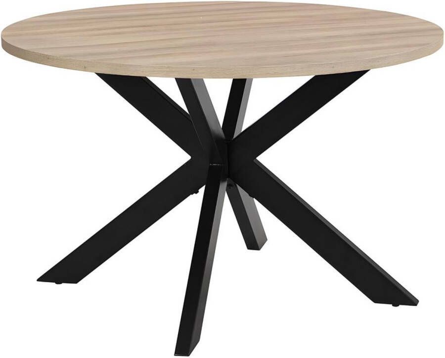 Vente-unique Eettafel TILKI 4 personen Mdf en metaal Eiken en zwart L 120 cm x H 77.5 cm x D 120 cm