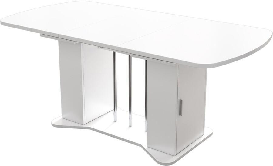 GOTAGEE Eettafel uitschuifbare eettafel met opbergruimte moderne ontwerp tafel multifunctionele tafel wit