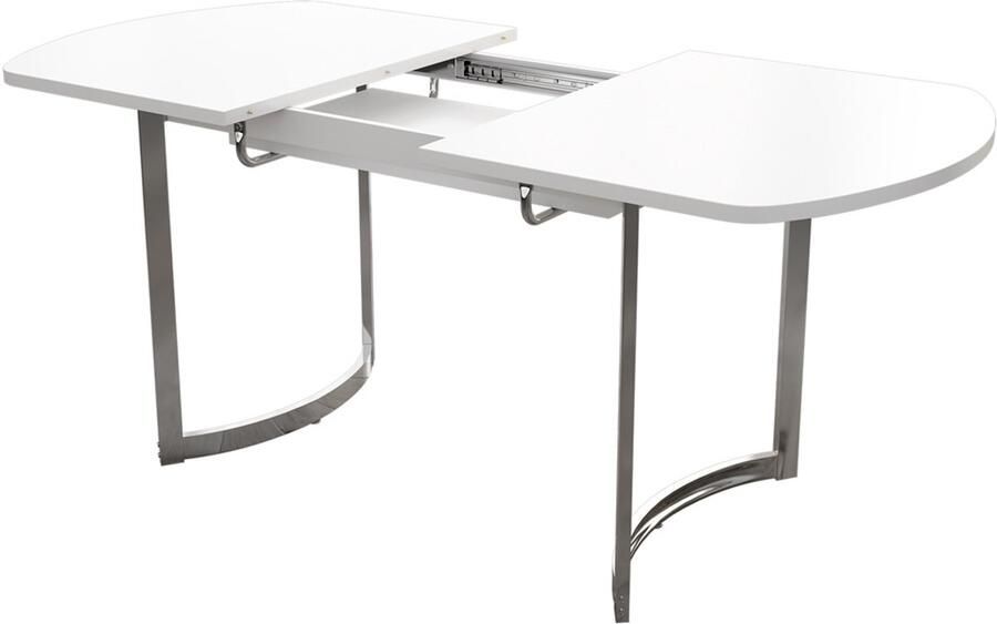 Zonder merk Gotagee Eettafel uitschuifbare eettafel modern ontwerp tafel wit tafelblad zilveren tafelpoten