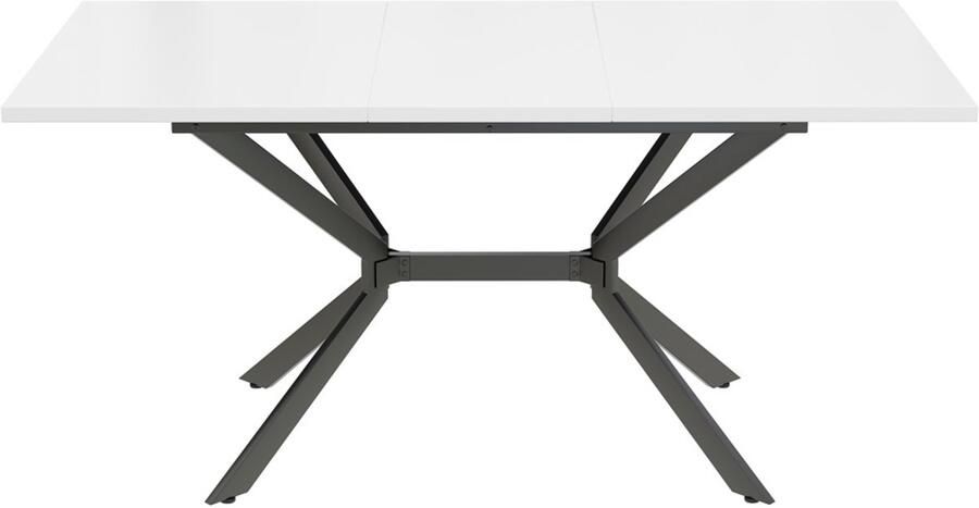 Eettafel Uitschuifbare tafel Salontafel Multifunctionele tafel Modieus kruisontwerp stevig metalen onderstel Geschikt voor 4-6 personen Voor eetkamer en woonkamer 120 160x80x75cm Wit+zwart
