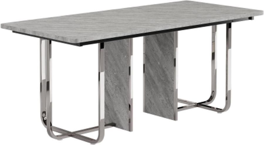 GOTAGEE Eettafel voor 6 personen grijs + zilver L180*B80*H75cm metalen poten rechthoekig