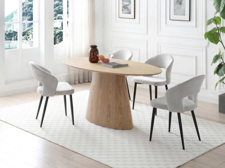 Vente-unique Eettafel voor 6 personen in MDF Lichte houtlook ANTELADA L 160 cm x H 76.5 cm x D 90 cm - Foto 3