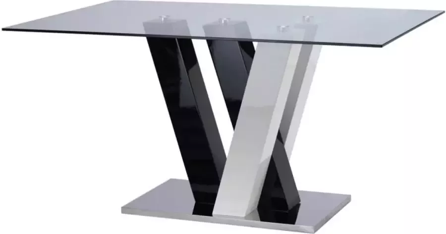 Pascal Morabito Eettafel WINCH 6 personen MDF & gehard glas Zwart & Wit L 150 cm x H 76 cm x D 90 cm - Foto 3