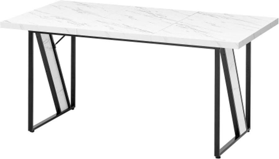 Zonder merk Gotagee Eettafel wit 4 personen 160×80 cm Moderne eettafel marmeren tafel voor eetkamer en keuken