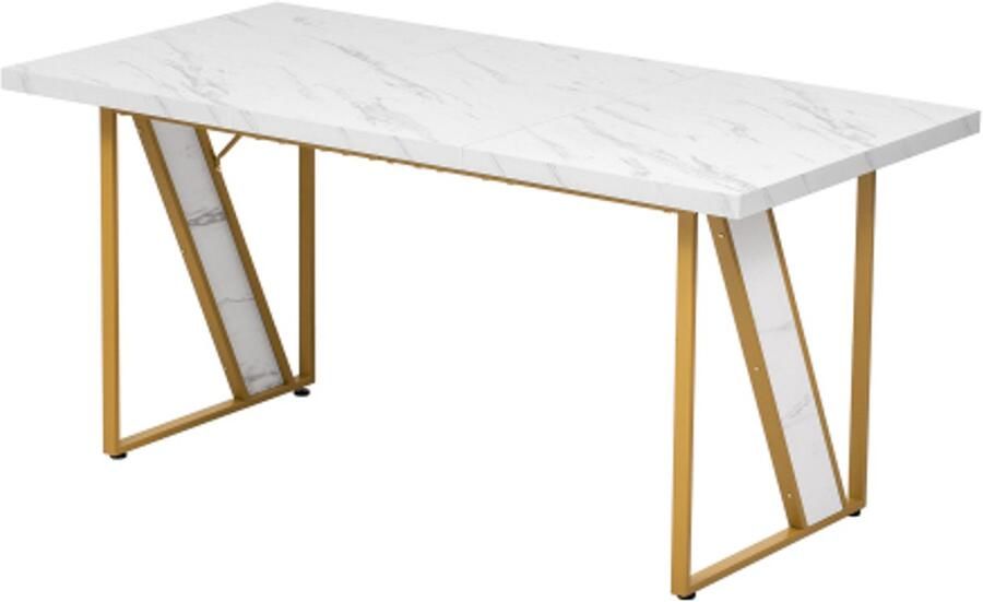 Zonder merk Gotagee Eettafel wit 4 personen 160×80 cm Moderne eettafel marmeren tafel voor eetkamer en keuken