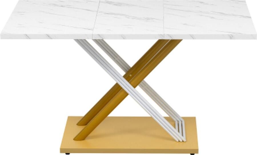 GOTAGEE Eettafel wit 4 personen met marmerlook tafelblad verstelbare poten moderne keukentafel voor eetkamer en keuken