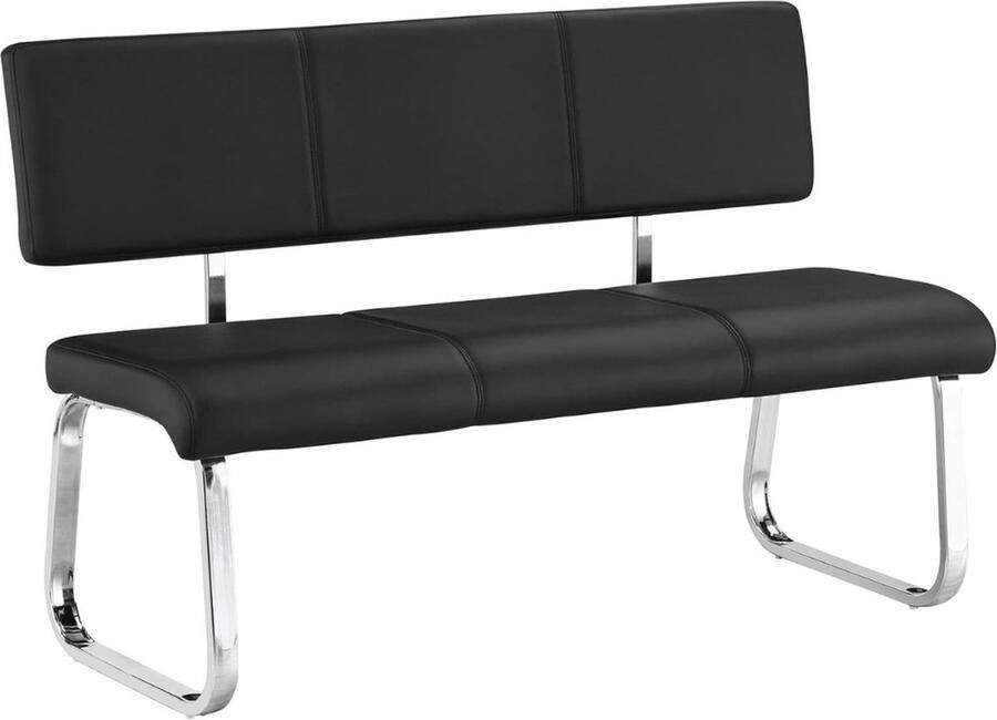 Eettafelbank Met Rugleuning – Eetbank – Eetkamerbank – Halbank – Halmeubel 136x87x56 Cm Metaal Zwart