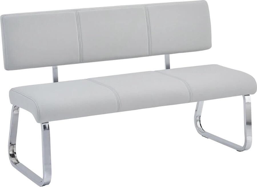 Eettafelbank Met Rugleuning – Eetbank – Eetkamerbank – Halbank – Halmeubel 136x89x56 Cm Metaal Licht Grijs
