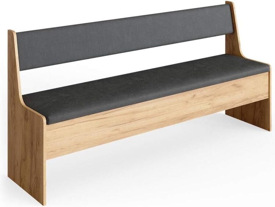 Eettafelbank Met Rugleuning – Eetbank – Eetkamerbank – Halbank Met Opbergruimte – Halmeubel 41x166 6x80 Cm Hout