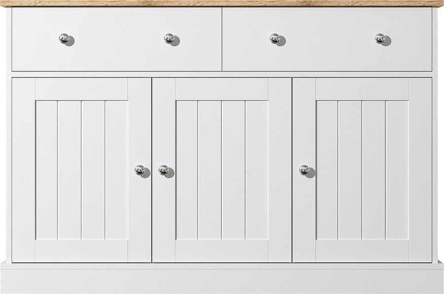 Eettafelkasten opbergkasten zijkasten Met 2 laden en 3 deuren ontwerp in modern eenvoudige landelijke stijl 120x36x80 5 cm wit