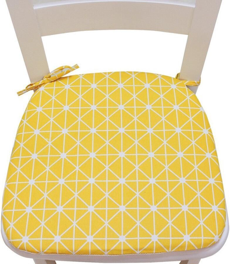 Eettafelkussens huishoudelijk antislip dikke stoelmatten afneembaar en wasbaar met riempjes zitkussens geel