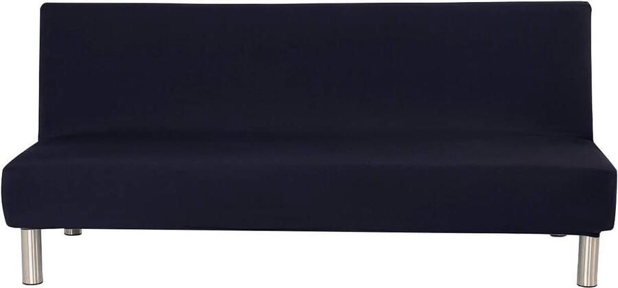 Hoes voor armloze slaapbank effen kleur polyester spandex stretch futonhoes 3-zits elastisch opvouwbare bankhoes vouwbank zonder armleuningen 203 x 127 cm (zwart)