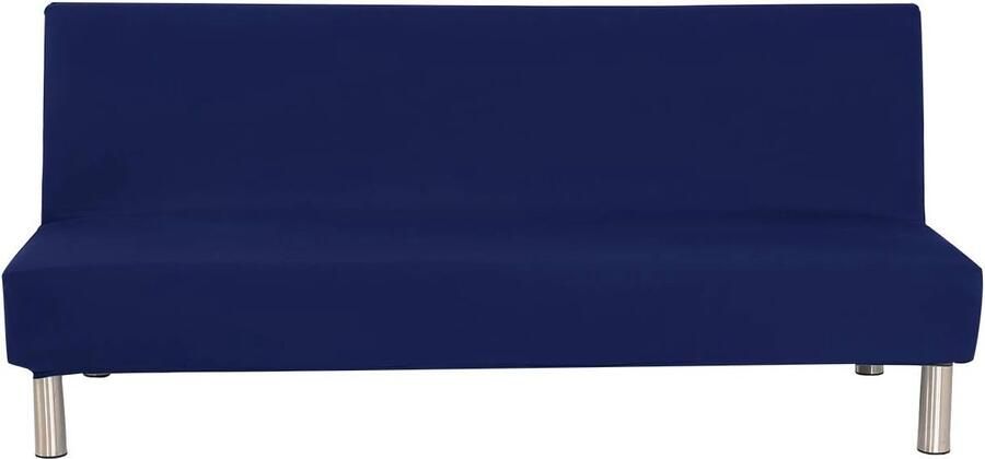 Bankhoes stretch 3 zitsbanken Armloze slaapbankhoes Polyester Spandex Stretch futon hoes Beschermer 3-zitsbank Elastisch Volledig opvouwbaar Opvouwbare slaapbank Donkerblauw bankhoes stretch 3 zitsbanken