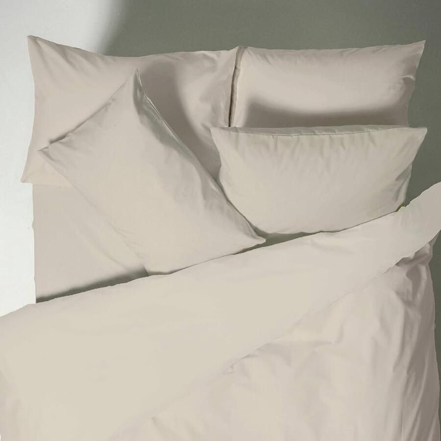 Effen Geverfd Katoen Percal Dekbedovertrek Set Neutraal 250 x 220 cm