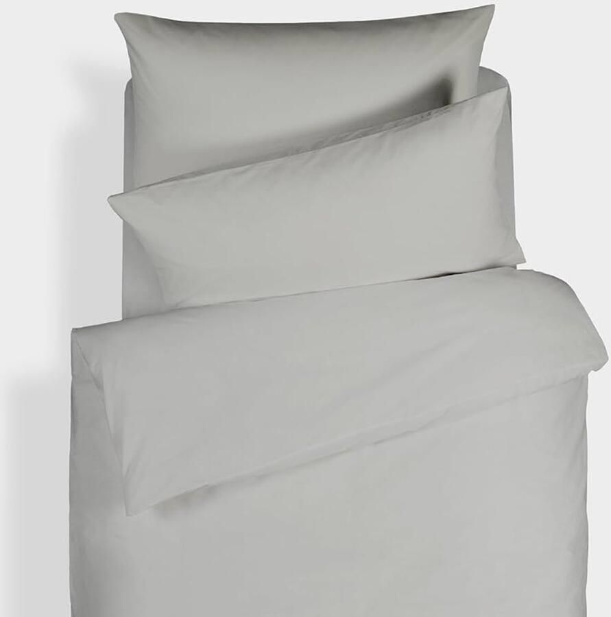 Effen geverfd zilver beddengoed Grijs Katoen 135 x 200 + 80 x 80 cm