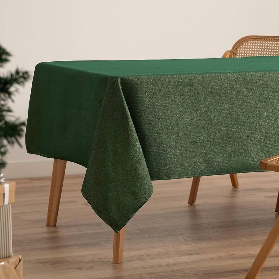 Effen kersttafelkleed groen 140 x 200 cm katoen
