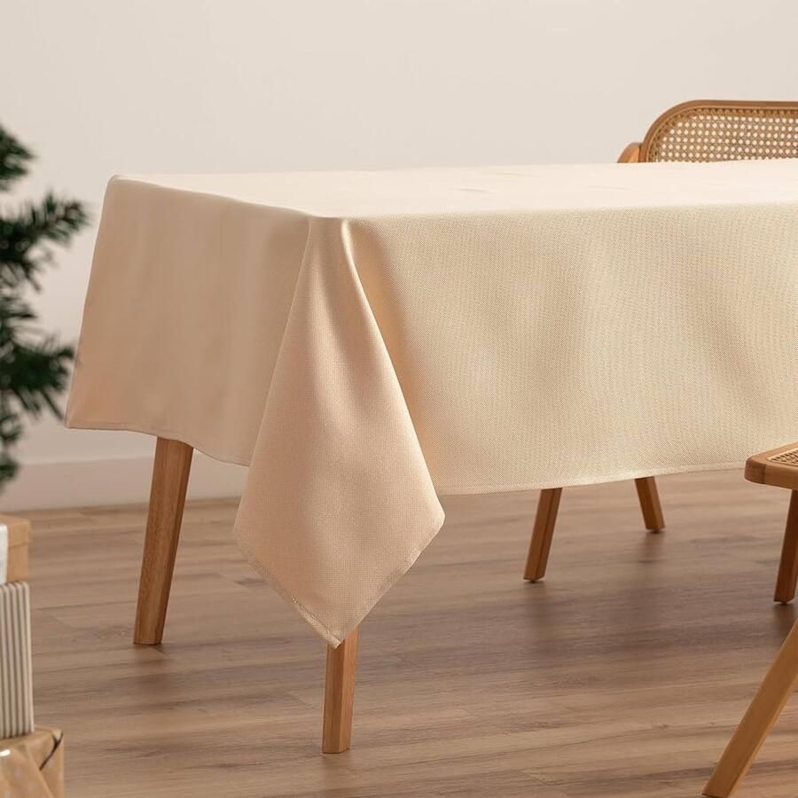 Effen kersttafelkleed oranje goud katoen 140 x 200 cm