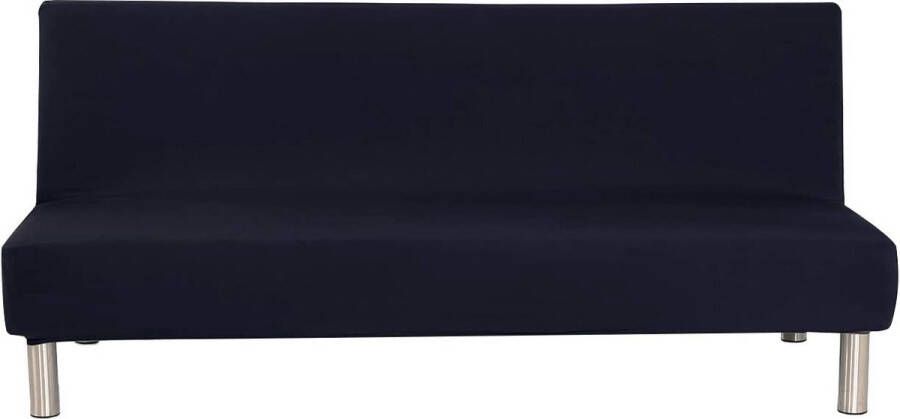 Effen kleur armloze slaapbankhoes polyester spandex stretch futon hoes beschermer 3-zits elastische volledig opvouwbare bankhoes past op een opvouwbare slaapbank zonder armleuningen 80 x 50 inch in (zwart)