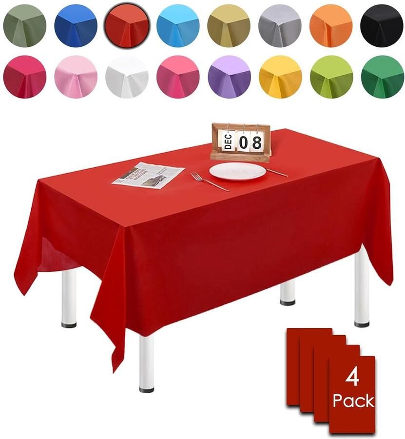 Effen plastic tafelkleden vlekbestendig en waterdicht set van 4 137 x 288 cm