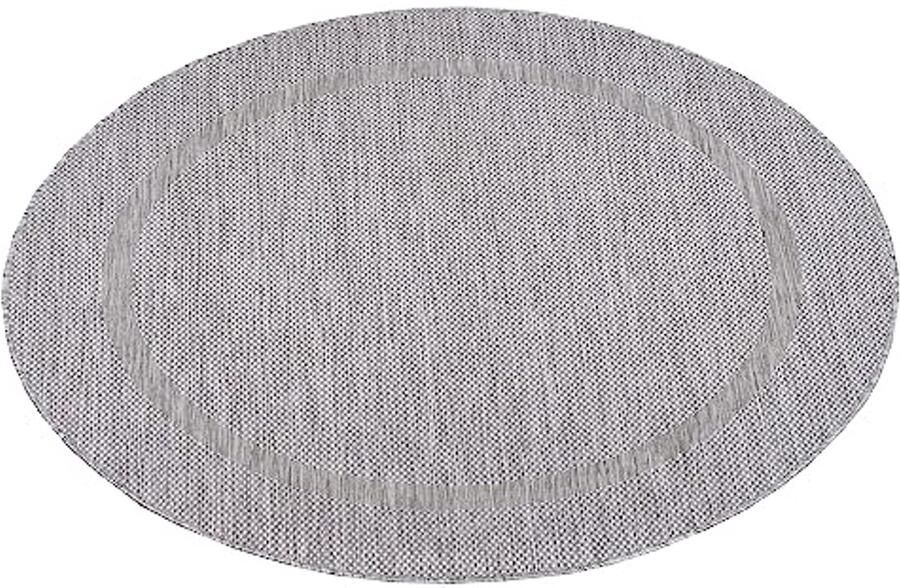 Effen Zilveren Rond Vloerkleed voor Buiten en Binnen 120 cm