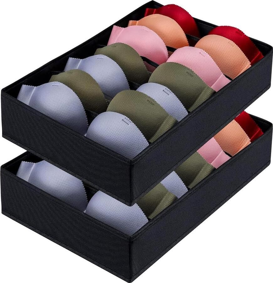 Luvetrex Efficiënte Lade Organizer Set voor Ondergoed en Accessoires 2 Stuks met 7 Vakken
