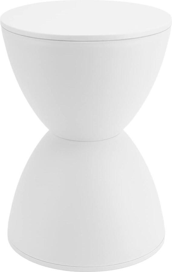 Eigentijdse Moderne Zandloper Accentkruk Kunststof Ronde Buitenkruk Bijzettafel voor Koffieterras Binnenhuisslaapkamer Wit Duurzaam en Stijlvol