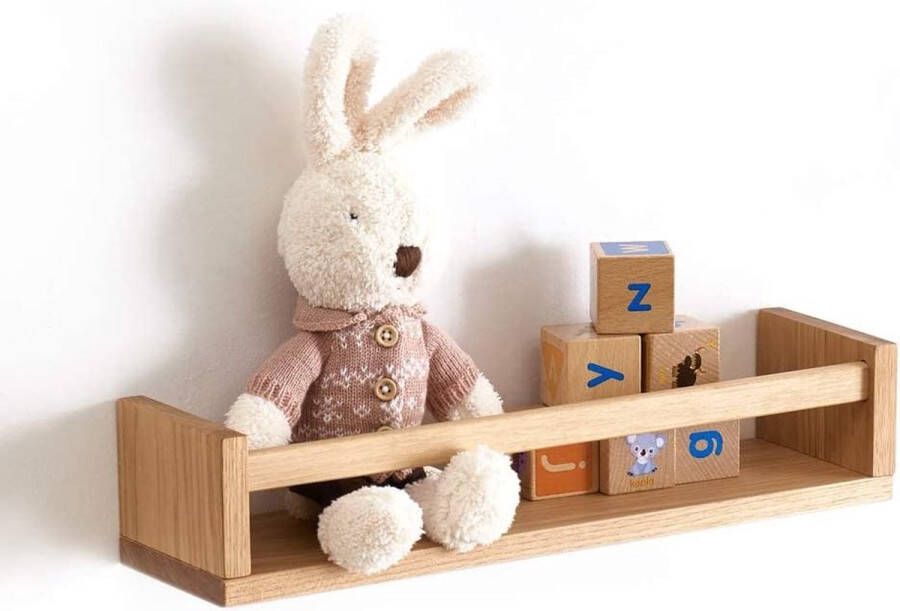 Eiken zwevend wandrek massief houten boekenrek wandrek voor kinderkamer wandrek voor sprookjesboeken tijdschrift