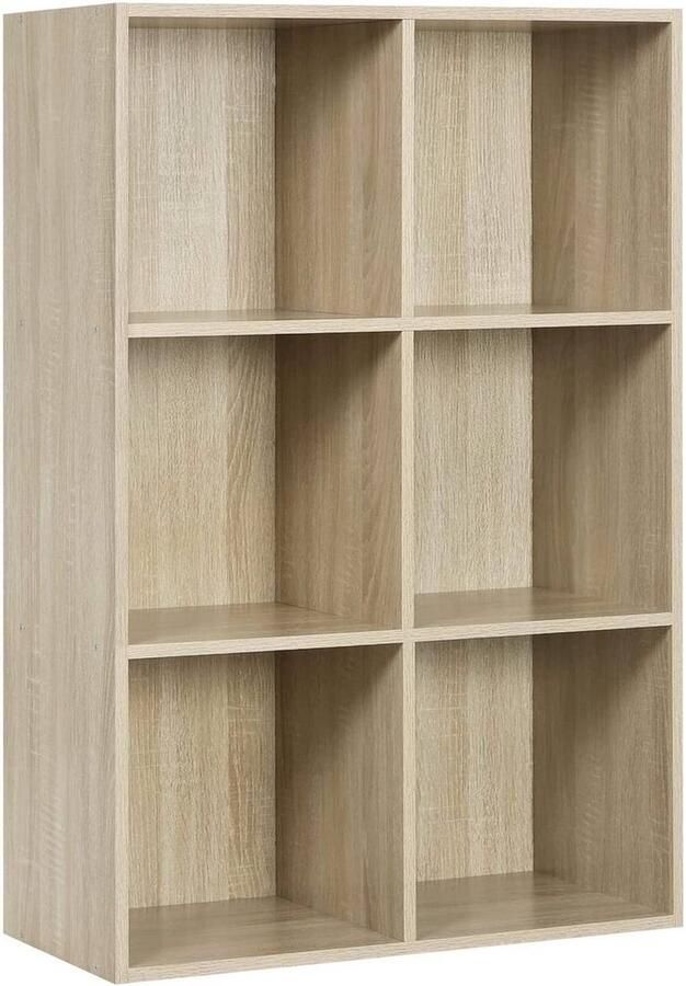 Rootz Living Rootz Eikenhouten Boekenkast Opbergplank Vitrinekast Elegant ontwerp Duurzaam en stabiel Ruimtebesparend 59 6 cm x 29 cm x 59 8 cm