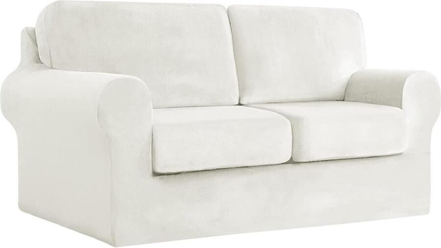 Ektorp Bankhoes Fluwelen stretch Geschikt voor 2-zitsbank Wit 5 stuks