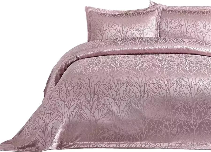 ELART Beddengoedset sprei 180x240 cm en 2 kussens 50x70 cm beddesprei deken voor zomer gewatteerde deken voor bed bankovertrek katoenen deken zacht en modern (roze)