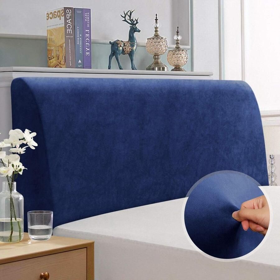 Elastic Dark Blue Headboard Cover for Bed 180-200 cm Length hoofdbord hoes elastische