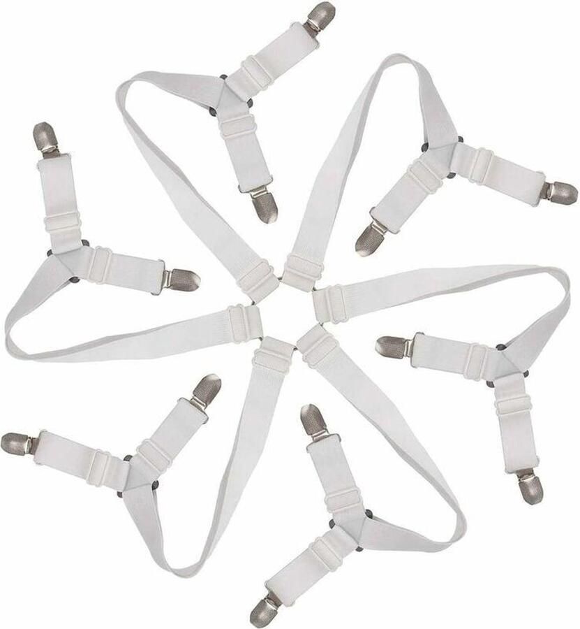 Elastic Fitted Sheet Tensioner Adjustable Bed Sheet Fasteners Verstelbaar Hoekfixatie Systeem 4 Stuks Voor Alle Matrassen Wit
