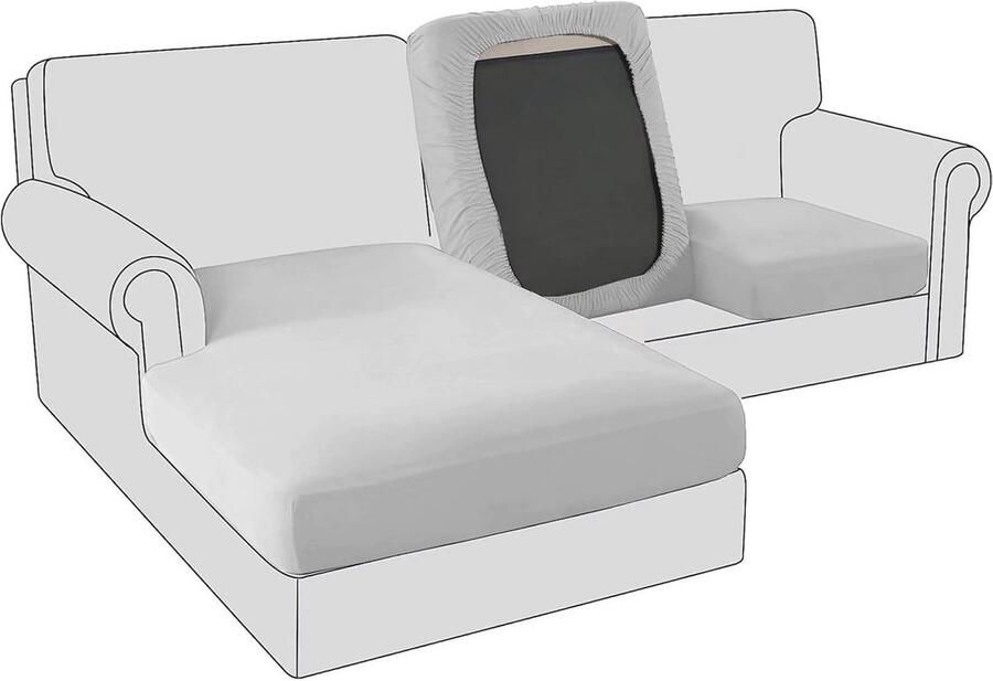 Elastisch Fluwelen Bankovertrek 1-zits Lichtgrijs Zeer Elastische Kussenovertrekken voor Sofa