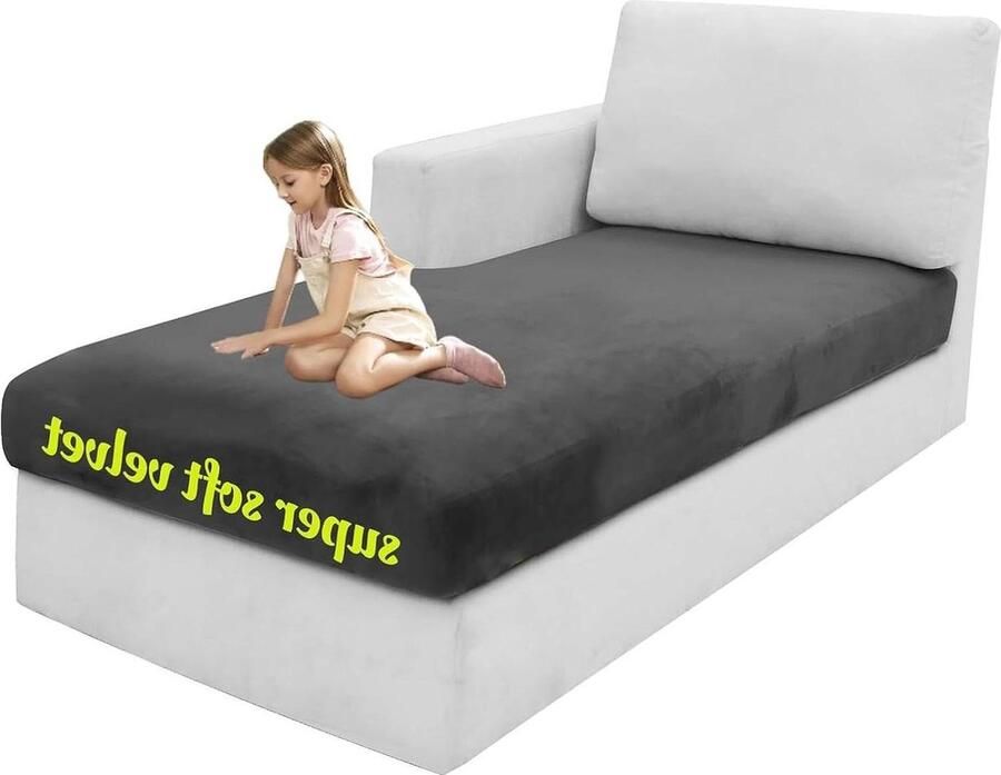 Elastisch fluwelen bankovertrek Zacht kussenbescherming Wasbaar Chaise longue grijs
