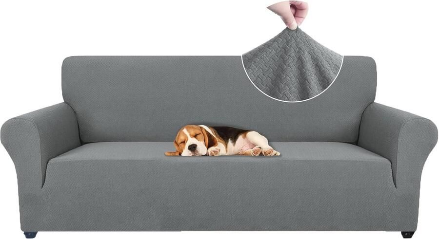 Elastische 3 Zits Bankhoes Universele Rekbare Meubelhoes voor Woonkamer Krasbestendig en Gemakkelijk Schoon te Maken Grijs