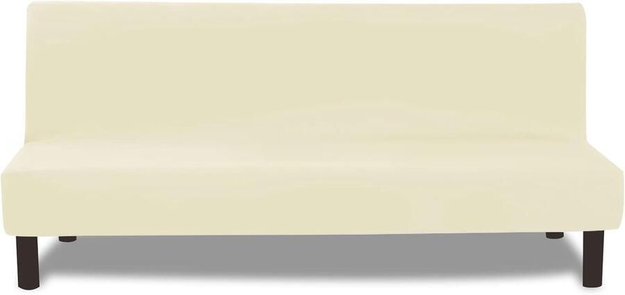 Elastische 3-Zits Bankhoes Zonder Armleuningen Wasbare Beige Clic Clac Overtrek