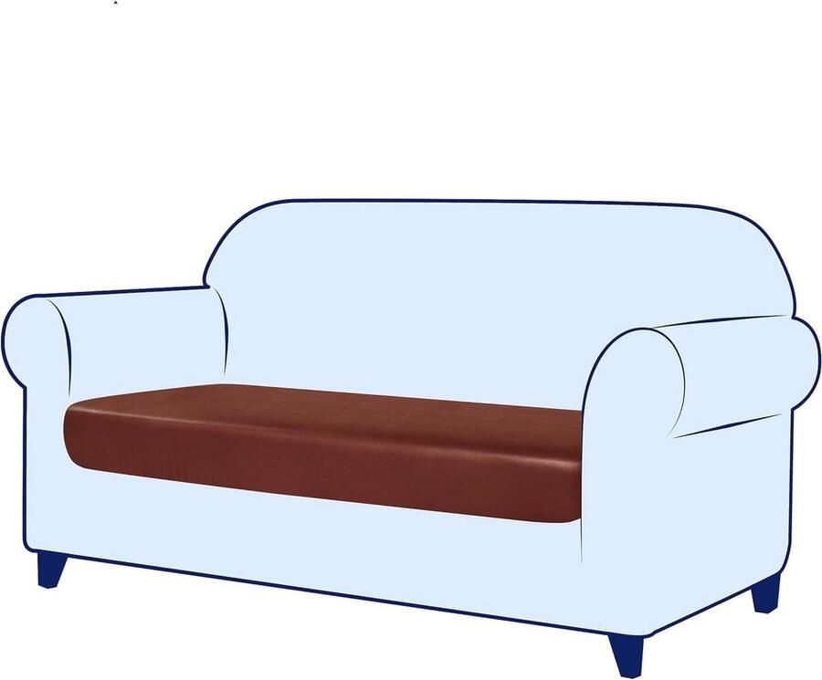 Elastische Bank stoel Overtrek – Wasbare Kussenhoes voor Fauteuil – 2-zits in Oranje Leer