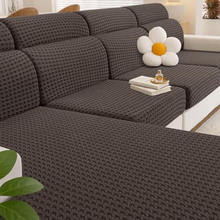 Elastische Bank Zitkussenhoezen Universele Anti-Slip Kussenhoezen voor Sofas Bruin