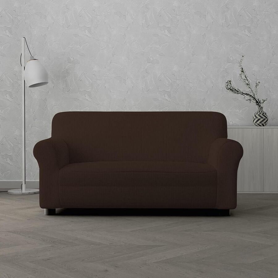 Elastische bankhoes Leslie bruin geschikt voor 2-zits bank