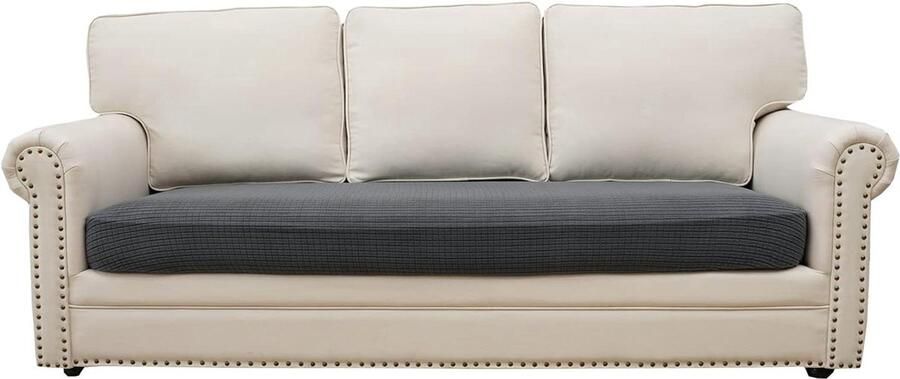 Elastische bankhoes voor 3-zits bank ideaal voor L-vorm banken 1 stuk donkergrijs stretchmateriaal 165-200 cm