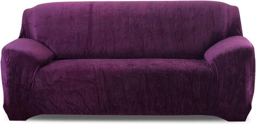 Elastische bankhoezen 3-zits bank slipcovers geschikt voor optimale bescherming 1 stuk Paars Fluweel Geschikt voor 3-zits banken