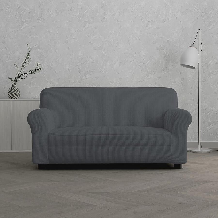 Elastische bankovertrek voor 2-zitsbank in donkergrijs