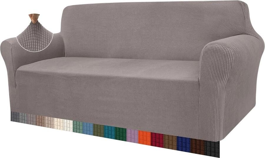 Elastische bankovertrek voor 3-zits bank Moderne jacquard stijl taupe Bescherming tegen huisdieren en slijtage