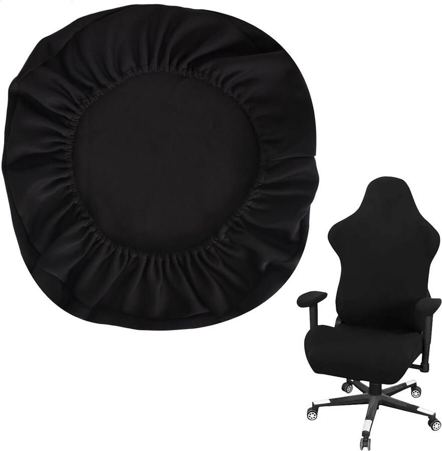 Elastische bureaustoel kussensloop wasbaar zwart 48 x 52 cm