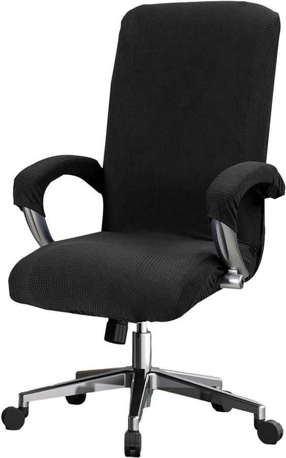Nordivar Elastische bureaustoelhoes zwart afneembare en wasbare stoelhoes met draaibare armleuningen