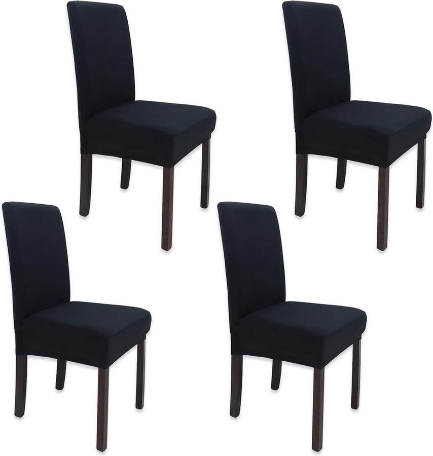 Elastische eetkamerstoelbekledingen afneembaar en wasbaar 4-delige set moderne stoelovertrek voor bruiloft party huis eetkamer hotel decoratie zwart Stoelhoezen