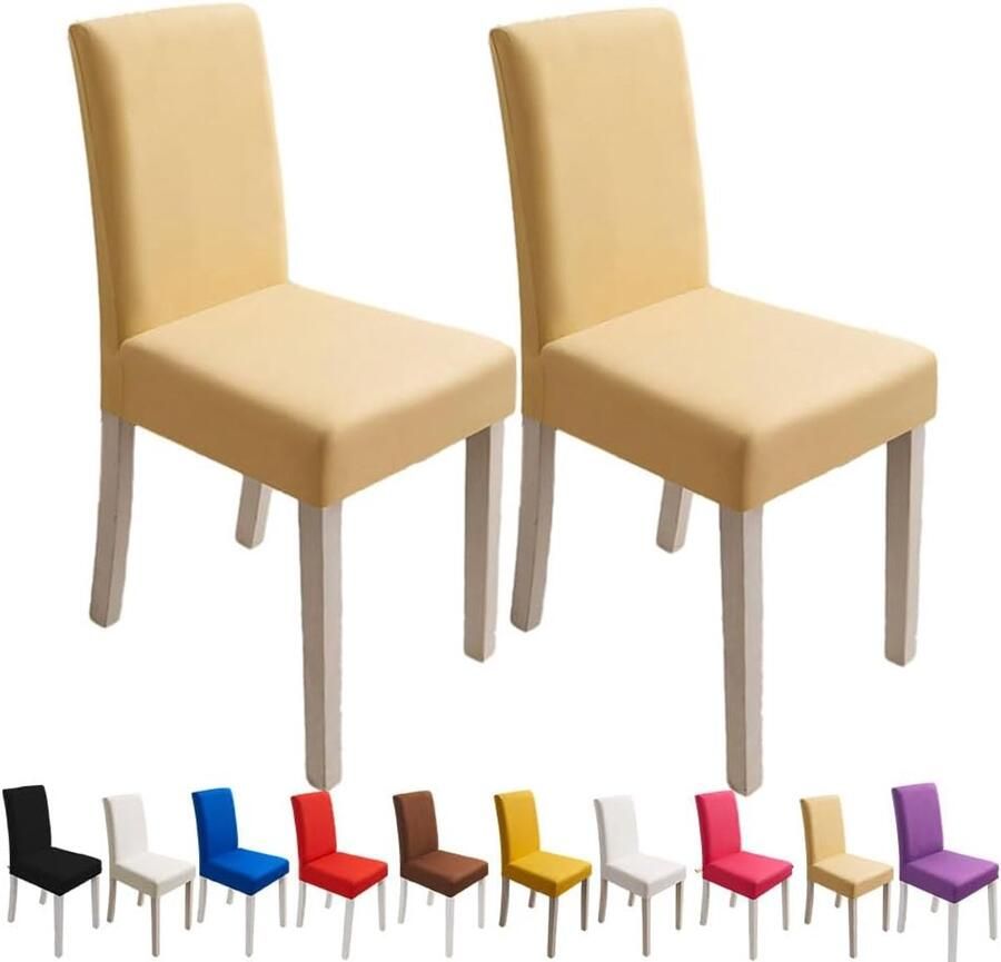 Elastische Eetkamerstoelhoezen Wasbaar Hoge Rug Effen Kleur Set van 2 voor Kerstdiner en Hotel