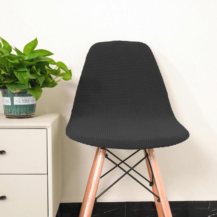 Elastische Eetkamerstoelhoezen Zwart 4 Stuks Verstelbaar en Wasbaar - Foto 2