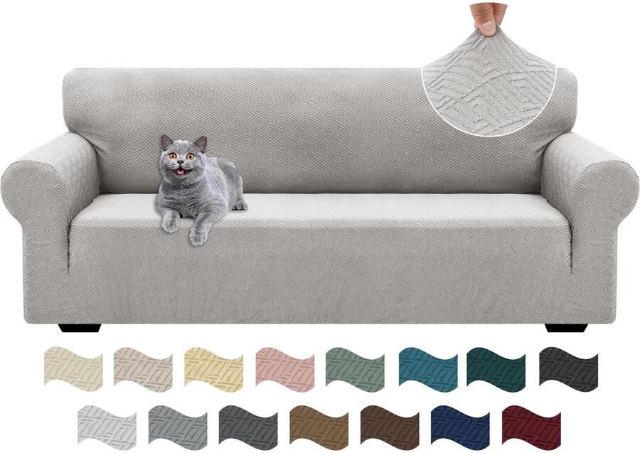 Elastische en stijlvolle bankhoes voor driezitsbank met antislip eigenschappen